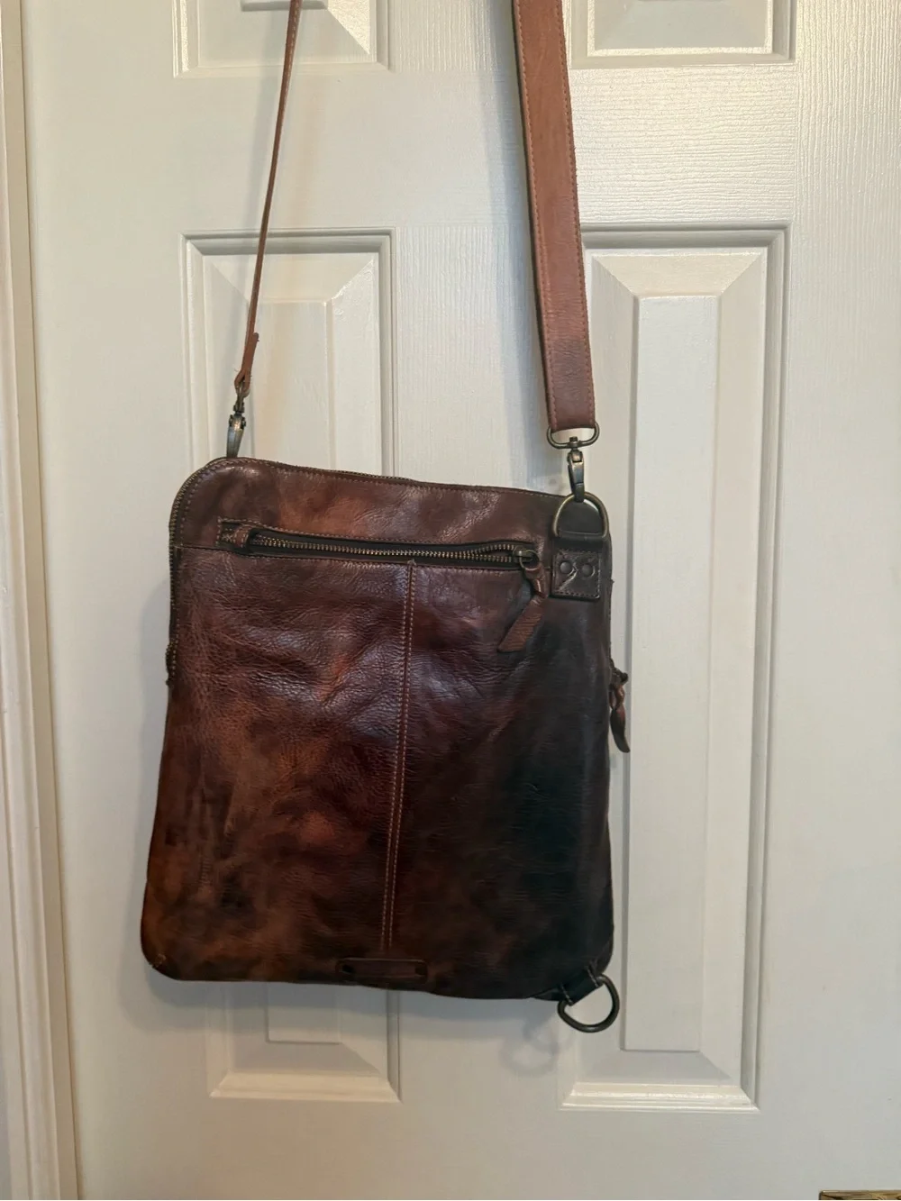 Bed Stu Two-Tone Brown Leather Messenger Bag